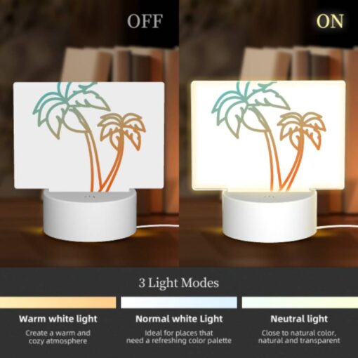 Rectangular Acrylic Night Light, A Drawing Of A Palm Tree With A Yellow And Orange Color Scheme. -Nuas Diy Shop bc8493382b9680db2b23d67e62181b01531db835