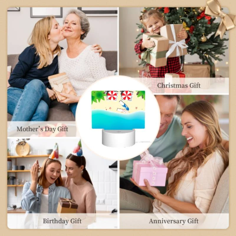 Rectangular Acrylic Night Light, A red and white umbrella is laying on the beach. Rectangular Acrylic Night Light, A Red And White Umbrella Is Laying On The Beach. -Nuas Diy Shop bc9b067a38ef610e3bc1cd62a9ceb3ef68bd3cda