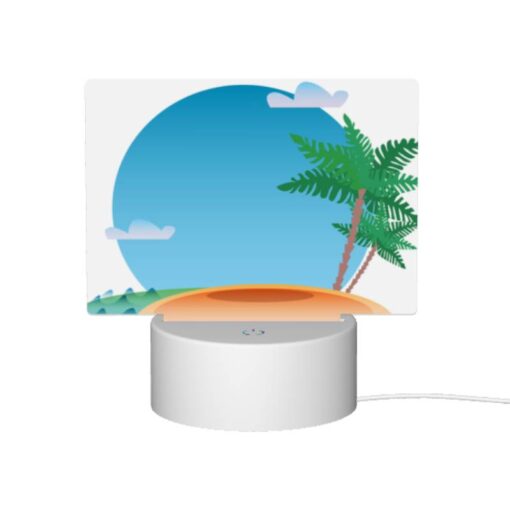 Rectangular Acrylic Night Light, A Palm Tree Is On A Beach With A Blue Sky And Clouds In The Background. -Nuas Diy Shop bd3ec500d58b19342e2dd8dc011fcdfe32e20281