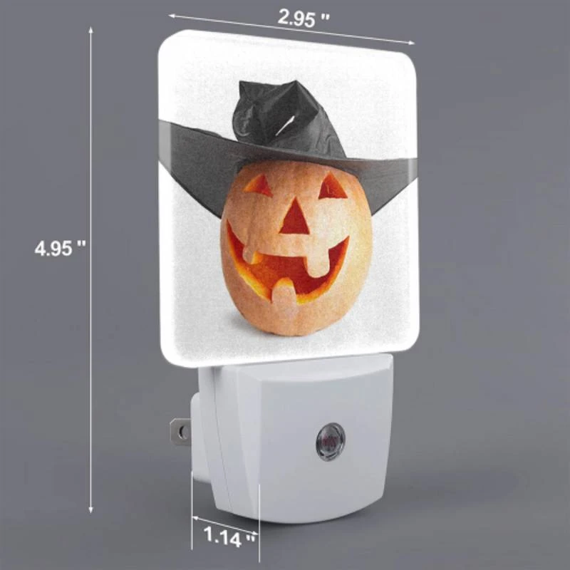 Night Light Set of 2, A pumpkin with a black hat on it. Night Light Set Of 2, A Pumpkin With A Black Hat On It. -Nuas Diy Shop bd883ea46e3df681361ce54b0478c19e69a97158