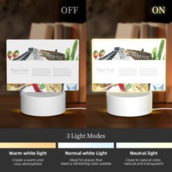Rectangular Acrylic Night Light, A Colorful Poster Of Mexico With A Variety Of Foods And Landmarks. -Nuas Diy Shop bdfa15a2199b8a67b145c3a7cf3b5a133ab22f21