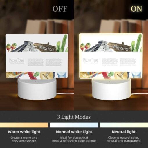 Rectangular Acrylic Night Light, A Colorful Poster Of Mexico With A Variety Of Foods And Landmarks. -Nuas Diy Shop bdfa15a2199b8a67b145c3a7cf3b5a133ab22f21