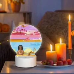 Round Acrylic Night Light, A Colorful Beach Scene With A Man Sitting On The Sand And A Guitar Nearby. -Nuas Diy Shop c0d29197f3ead4d7f89ed987be99746d05c1dc72