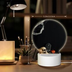 Round Acrylic Night Light, A Skeleton And A Pumpkin Are Sitting On A Table. -Nuas Diy Shop c0ed71e5981b46ad2a3c886c61afb75d64b7ec2f