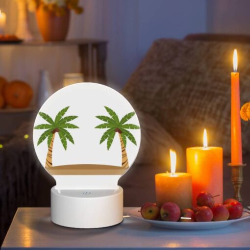Round Acrylic Night Light, Two Palm Trees On A Sandy Beach. -Nuas Diy Shop c14fb579c785bf3f85a6fd22099431738ecd0701
