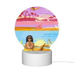 Round Acrylic Night Light, A Colorful Beach Scene With A Man Sitting On The Sand And A Guitar Nearby. -Nuas Diy Shop c169bffc34a995a31b88be6ecdd20d0017cf5b3f