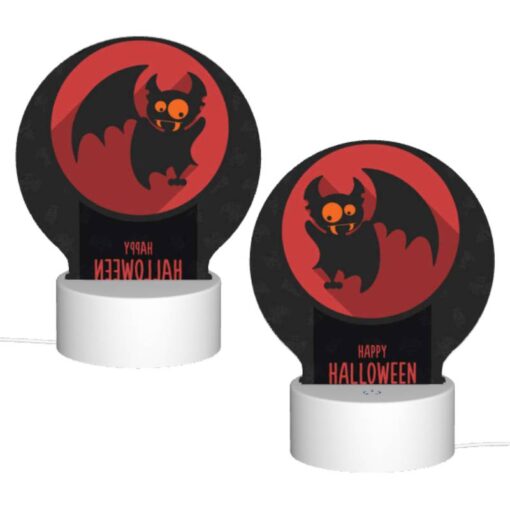 Round Acrylic Night Light, A Red And Black Bat With A Pumpkin On Its Head. -Nuas Diy Shop c189d3ec9cbc8ac705e973d8f7d718da3a73f7ff