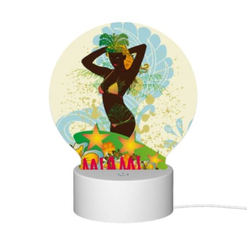 Round Acrylic Night Light, A Woman Wearing A Grass Skirt And A Star Headband Is Posing For A Picture. -Nuas Diy Shop c1ad078f8bf4aa1d263693c0b711054f24eb600c