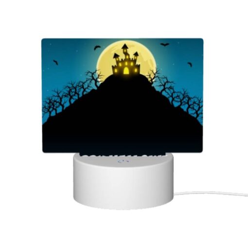 Rectangular Acrylic Night Light, A Halloween Poster With A Castle And Bats In The Sky. -Nuas Diy Shop c21074df35f13b4fdab4f886810adc3caaaaa666