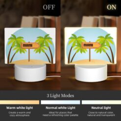 Rectangular Acrylic Night Light, A Sign For Miami Beach Is In Front Of Palm Trees. -Nuas Diy Shop c27022a629b65954aec306cc16c2cdf561a80bce