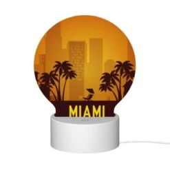 Round Acrylic Night Light, A Cityscape With A Beach Sign And Palm Trees. -Nuas Diy Shop c28ce2f9ac874b16188ae9ccb1a9ab4d994d338a