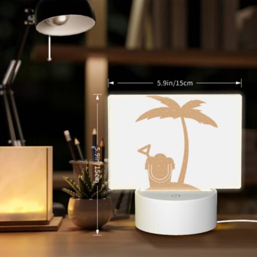 Rectangular Acrylic Night Light, A Cartoon Of A Man With A Headset On A Beach. -Nuas Diy Shop c2e362825f1f964fa55b295dfda9ae6d27a31e6c