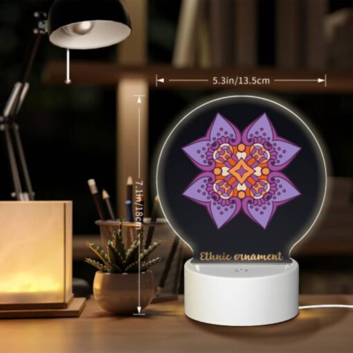 Round Acrylic Night Light, A Purple And Orange Flower With A Yellow Center. -Nuas Diy Shop c2e501c1db722c05610faa4577e08a7962c771a0