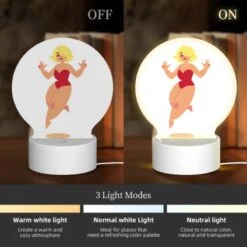 Round Acrylic Night Light, A Cartoon Woman Wearing A Red Bikini And A Red Wig Is Jumping In The Air. 4 Round Acrylic Night Light, A Cartoon Woman Wearing A Red Bikini And A Red Wig Is Jumping In The Air. -Nuas Diy Shop c30f22178387c009b9b522cb877e202a8b525b93