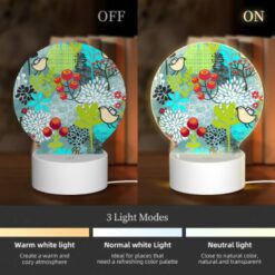Round Acrylic Night Light, A Colorful Floral Pattern With Birds And Bees. -Nuas Diy Shop c329ef0868599f83bb973bfe6729709bd9e473a3