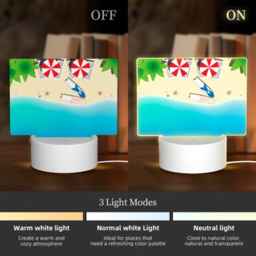 Rectangular Acrylic Night Light, A Red And White Umbrella Is Laying On The Beach. -Nuas Diy Shop c3801b529c0ff59792d20f9ace1c0133b626434e
