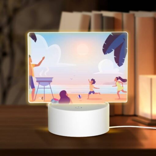 Rectangular Acrylic Night Light, A Family Is Enjoying A Day At The Beach -Nuas Diy Shop c408727a1c9bbc0be81f4ef4d56322d7361b3814