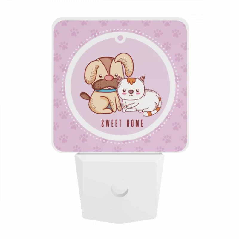 Night Light, A dog and a cat are sitting together in a pink circle. Night Light, A Dog And A Cat Are Sitting Together In A Pink Circle. -Nuas Diy Shop c416dd330d01e77b563cb0cb36354f80888c8424