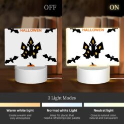 Rectangular Acrylic Night Light, A Halloween Themed Image With A Pumpkin And Bats. -Nuas Diy Shop c4430783ca917a1394e221ebeb88cdf9913c528f