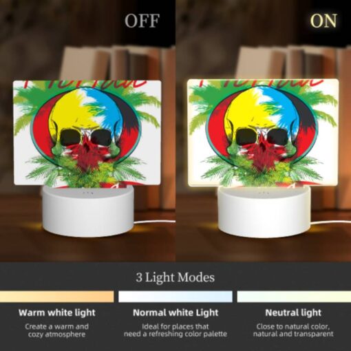 Rectangular Acrylic Night Light, A Colorful Skull And Palm Tree Logo For The Florida Beach Club. -Nuas Diy Shop c4761bb15338e620a7b4cd402179e83fb7cd40ff