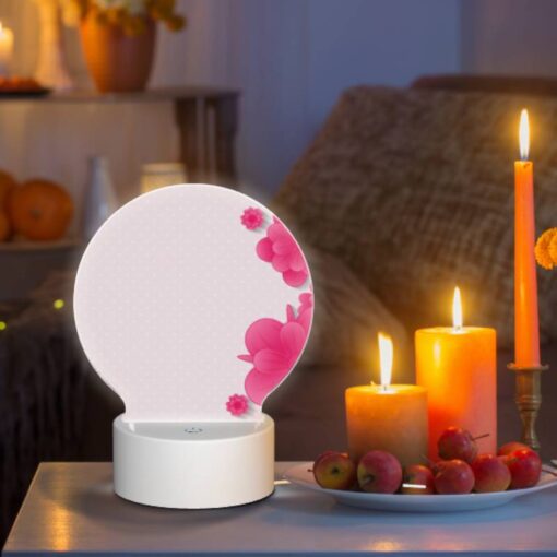 Round Acrylic Night Light, A Pink Flower With A Yellow Center. -Nuas Diy Shop c583f3a142d7f5635844676eecaa8776545155fd