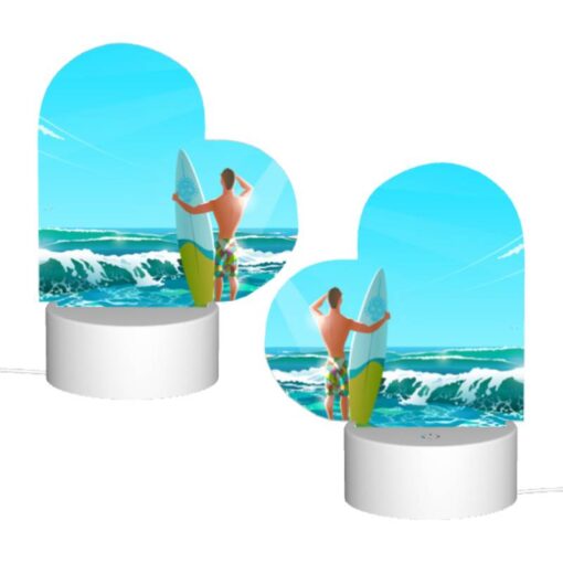 Love Acrylic Night Light, A Man With A Surfboard Is Standing In The Ocean. -Nuas Diy Shop c597d03a9c2507998413ccefefbdc10c4d21f999