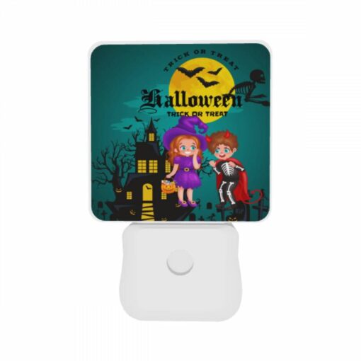Night Light Set Of 2, A Boy And Girl Are Standing In Front Of A Haunted House. -Nuas Diy Shop c5a08cdcb7bc53affc9df1b83bc9cbe7184c6327