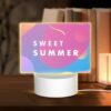 Rectangular Acrylic Night Light, A Colorful Image Of A Summer Scene With A Pink Background. -Nuas Diy Shop c5f16b2c3bbd9485080145b3455bee35d2540a1f