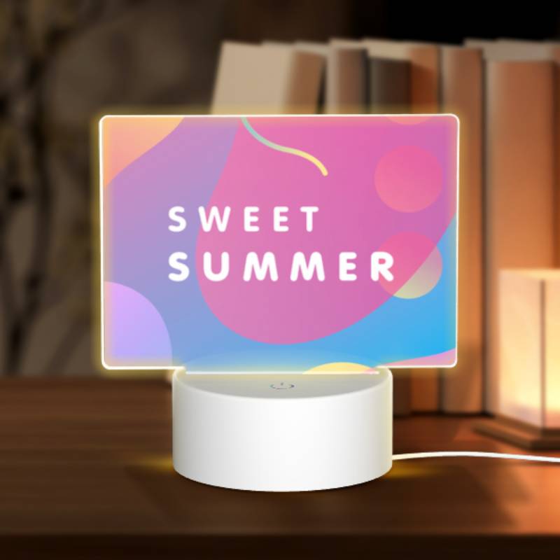 Rectangular Acrylic Night Light, A colorful image of a summer scene with a pink background. Rectangular Acrylic Night Light, A Colorful Image Of A Summer Scene With A Pink Background. -Nuas Diy Shop c5f16b2c3bbd9485080145b3455bee35d2540a1f