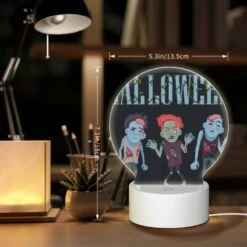 Round Acrylic Night Light, Three Zombie Characters Are Shown In A Black And White Image. -Nuas Diy Shop c5fbf60b18a3e0548ef6a87ce55f5787353916a1