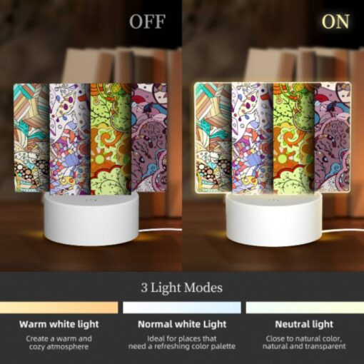 Rectangular Acrylic Night Light, Four Different Colored Paintings Of Leaves. -Nuas Diy Shop c678a6a363f4e5d64751a0235043e4e56bee9338