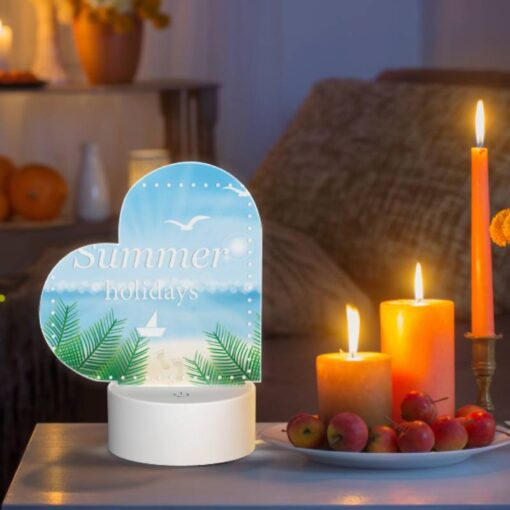Love Acrylic Night Light, A Picture Of A Beach With A Boat And A Seagull Flying Over The Water. -Nuas Diy Shop c67e027a0fd247f512a128514c8d6a2c16e4539d