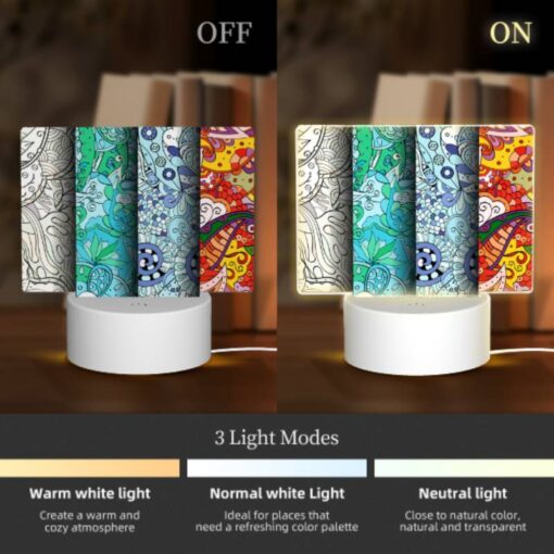 Rectangular Acrylic Night Light, Three Colorful Designs Of Flowers Are Displayed On A Wall. -Nuas Diy Shop c6d898ba903eb5b05cc11b6b62505b6f1a7d9ed2