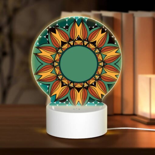 Round Acrylic Night Light, A Colorful Sunflower With A Green Center. -Nuas Diy Shop c71569d9d1b337dce859b5e29f0a8ff6f61a1a74