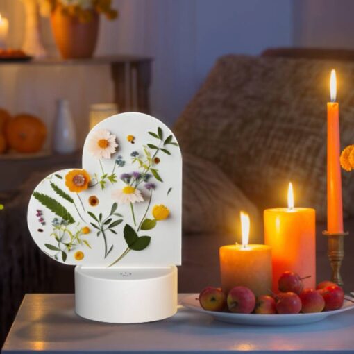 Love Acrylic Night Light, A Collection Of Flowers And Leaves On A White Background. -Nuas Diy Shop c8165a6cfd14bebff35621db95325097da5d5bd0