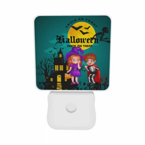 Night Light Set Of 2, A Boy And Girl Are Standing In Front Of A Haunted House. -Nuas Diy Shop c85d0cf37651711cc48a8ee2d2ca4476a8decc78