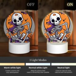 Round Acrylic Night Light, A Skeleton Is Sitting On A Pumpkin Patch With A Bat In The Background. -Nuas Diy Shop c9090540767a972fd2ab596beb9da26d0cc40a84