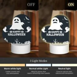 Love Acrylic Night Light, A Ghost Is Shown With The Words "Happy Halloween" Written Below It. -Nuas Diy Shop c9339f28a94d613ee4ea92b40be2b858014c8a89