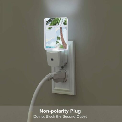 Night Light Set Of 2, A Picture Of A Palm Tree And Ocean With A Window In The Foreground. -Nuas Diy Shop c9ad80009c35dc2168a026448bc685a8679dab8c