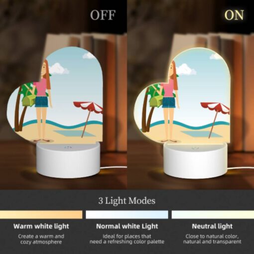 Love Acrylic Night Light, A Woman In A Pink Shirt And Blue Shorts Is Standing On A Beach -Nuas Diy Shop ca6cdb5fb12f3cb7dc31943f972865c72acb38f6