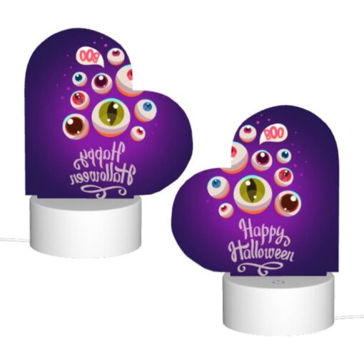 Love Acrylic Night Light, A Purple Background With A Happy Halloween Sign And A Bunch Of Eyes. -Nuas Diy Shop ca8ac0aec38e22b59ed9e18efd72af0c08787f44