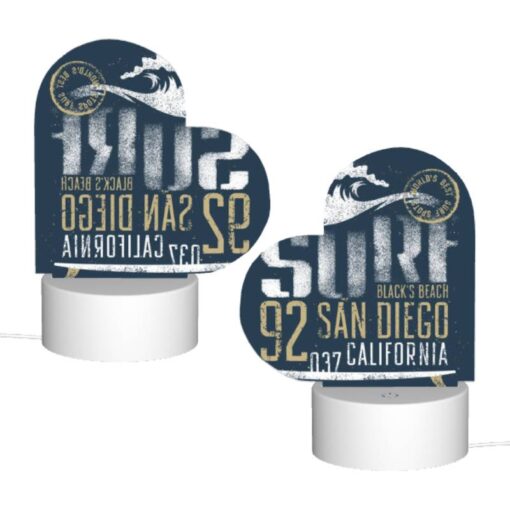 Love Acrylic Night Light, A Surfboard With The Words "92 San Diego" Written On It. -Nuas Diy Shop caef027e1f752678555b7243415cc95711707d37