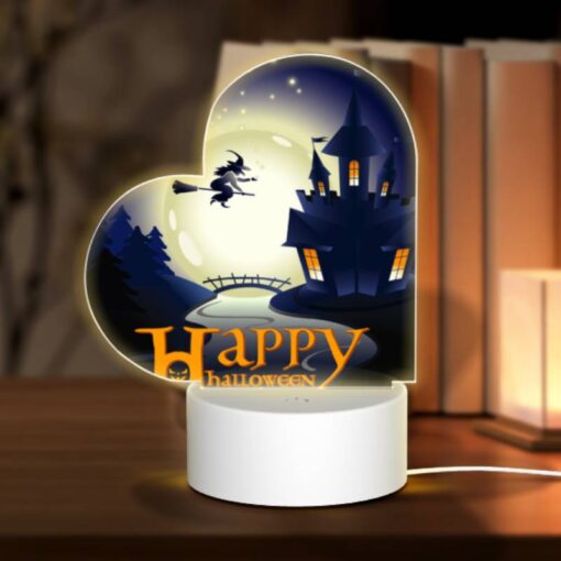 Love Acrylic Night Light, A Witch On A Broom Flies Over A Castle During A Halloween Celebration. -Nuas Diy Shop cb4b765bc5da8a0f5475bb72d3969754eeea9e9a