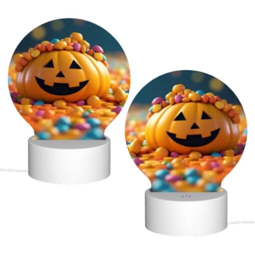 Round Acrylic Night Light, A Candy Pumpkin With A Smile On Its Face. -Nuas Diy Shop cb59448ed2498d2dc8025175793b1804d06c8bd4