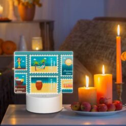 Rectangular Acrylic Night Light, A Collection Of Six Postage Stamps Featuring Beach And Sun-related Themes. -Nuas Diy Shop cbac786213cc2f0010753a868cf5acbfbfc44c1c