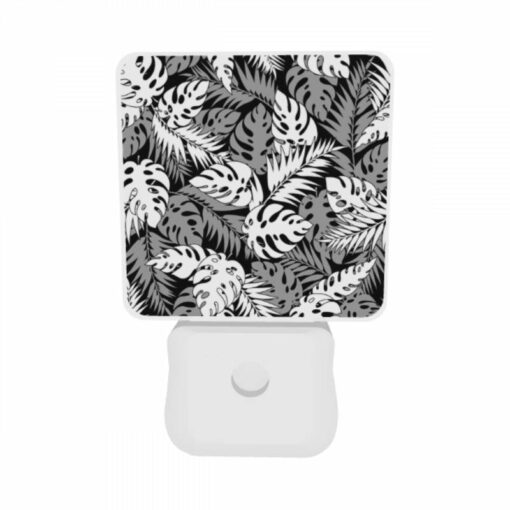 Night Light Set Of 2, A Black And White Image Of A Leafy Plant With A Pattern Of Dots. -Nuas Diy Shop cbb1c65d3d42638336f4abb0eae2e0c6a78d7808