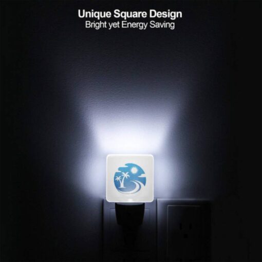 Night Light, A Blue And White Logo Of A Sun And Palm Tree. -Nuas Diy Shop cbb6239fd50769045a48bb0866d2d70185be00f3