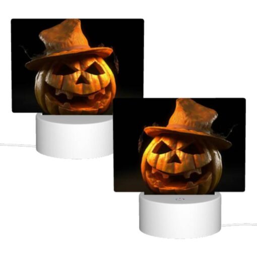 Rectangular Acrylic Night Light, A Pumpkin With A Hat On It. -Nuas Diy Shop cbefab55d9e094fe6a1d3942574a3c30c546c98f