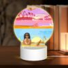 Round Acrylic Night Light, A Colorful Beach Scene With A Man Sitting On The Sand And A Guitar Nearby. -Nuas Diy Shop cc812817a05506727d29faba1745c22e104dcd18