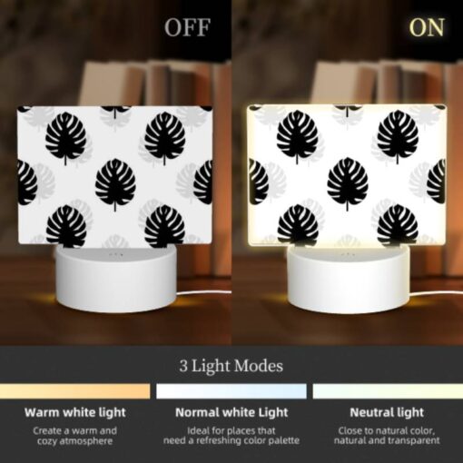 Rectangular Acrylic Night Light, A Pattern Of Trees With Black And White Leaves. -Nuas Diy Shop cc93016b9bde17d9ad13f7946f40e34f01ba5bf7